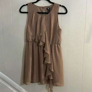 H&M Blush / Dusty Rose Chiffon Ruffle Top, Sleeveless & Fitted @ Waist - Size 10